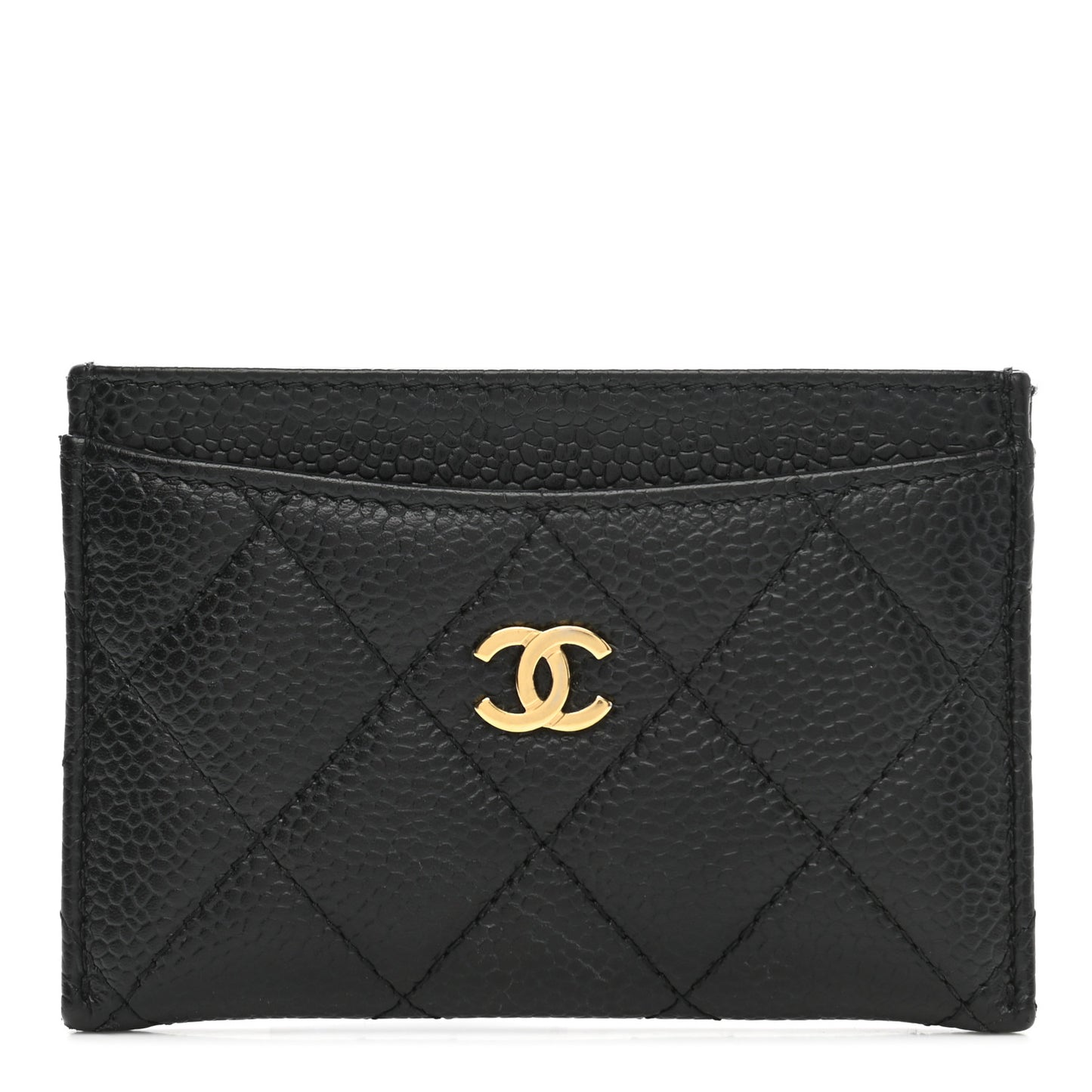 Caviar Quilted Card Holder Black