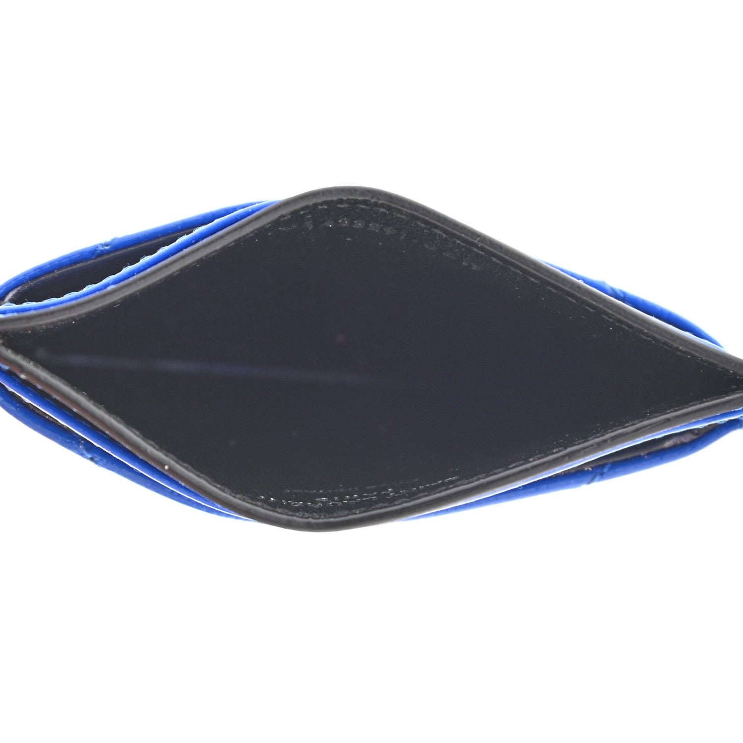 Saint Laurent Grain De Poudre Matelasse Chevron Credit Monogram Card Case Blue Majorelle 7 of 9
