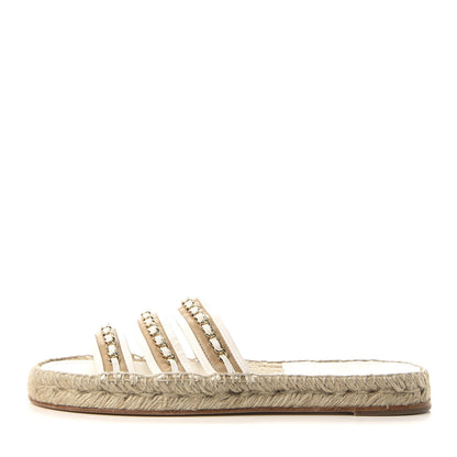 Chanel Lambskin Chain Espadrille Slip On Sandals 41 White 1 of 8