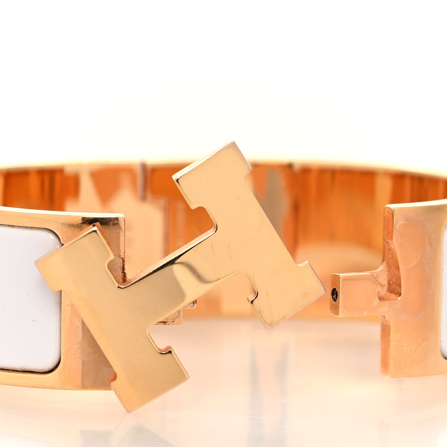 Enamel Wide Clic Clac H Bracelet GM White