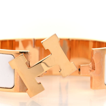 Hermes Enamel Wide Clic Clac H Bracelet GM White 4 of 5