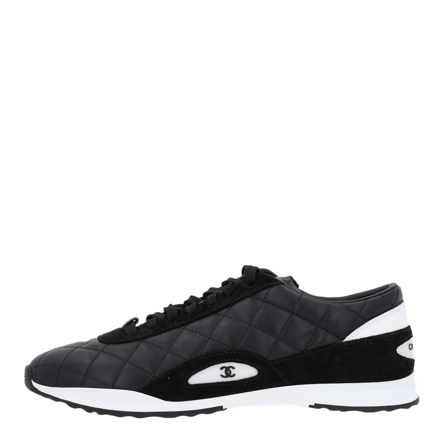 Chanel Suede Calfskin Quilted Sneakers 36.5 Black 1 of 12
