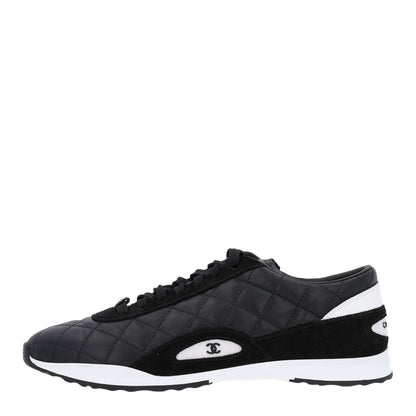 Chanel Suede Calfskin Quilted Sneakers 36.5 Black 1 of 12