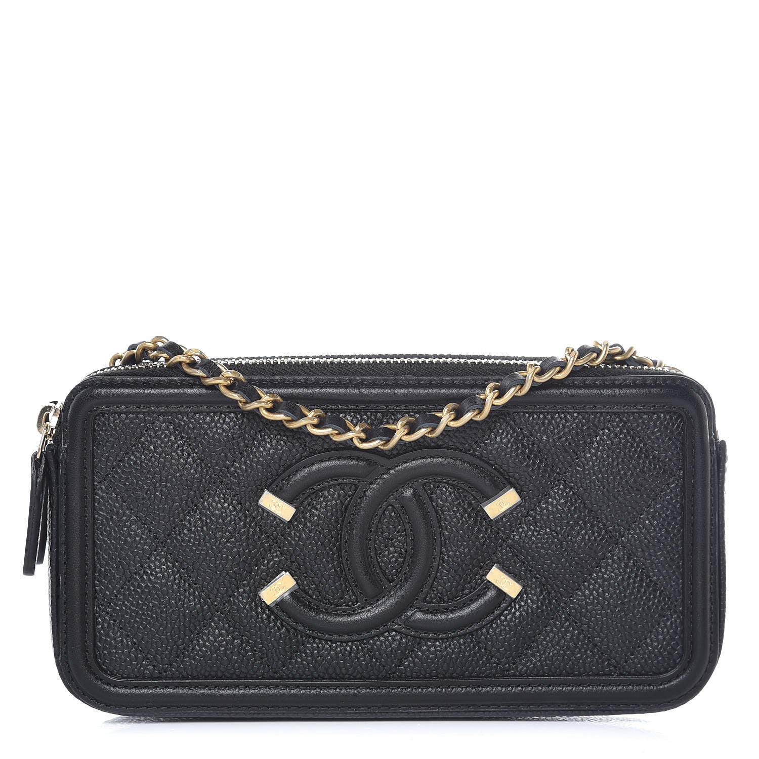 Chanel Caviar Quilted CC Filigree Clutch With Chain Black 1 of 9