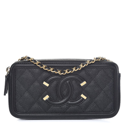 Chanel Caviar Quilted CC Filigree Clutch With Chain Black 1 of 9
