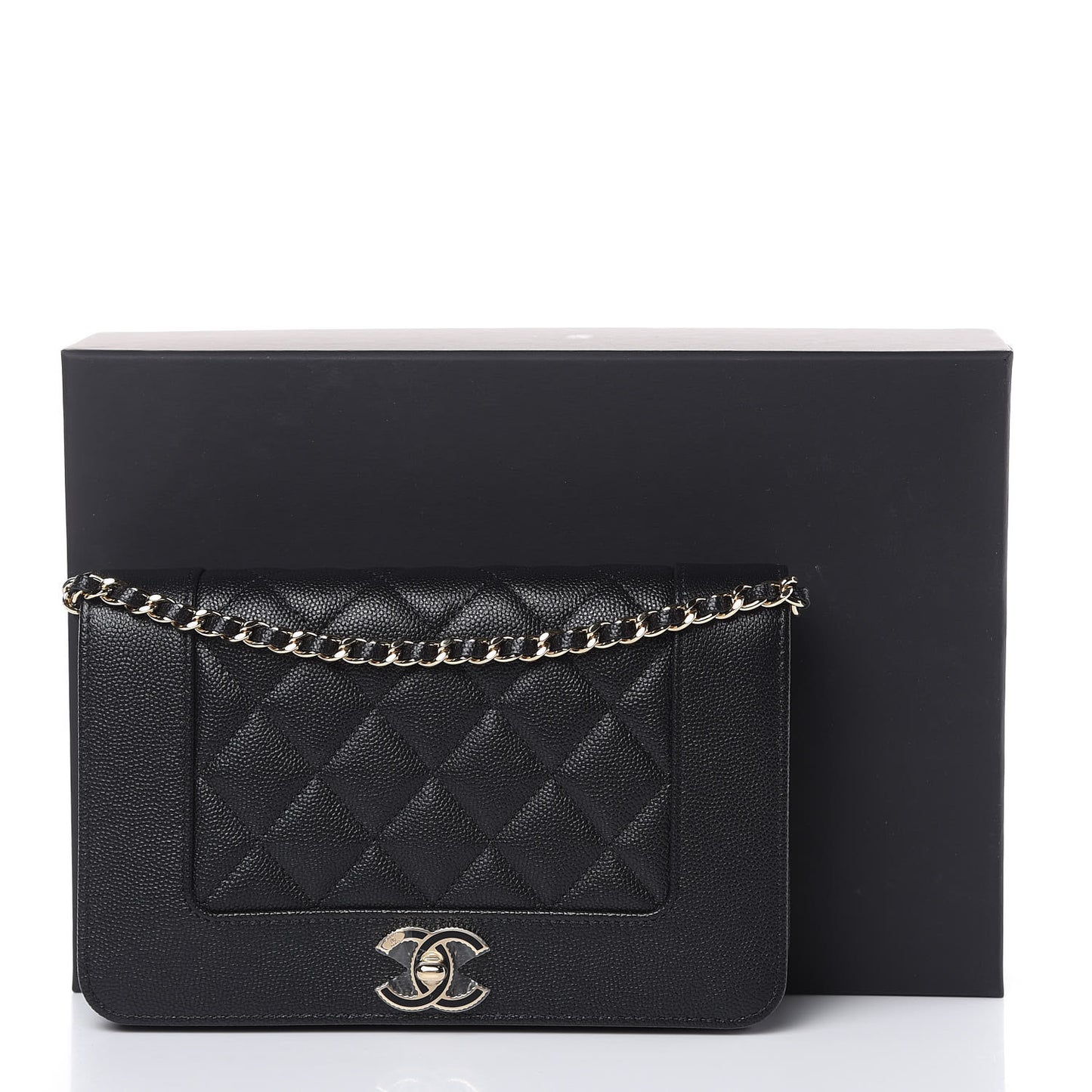 Caviar Quilted Vintage Mademoiselle Wallet On Chain WOC Black