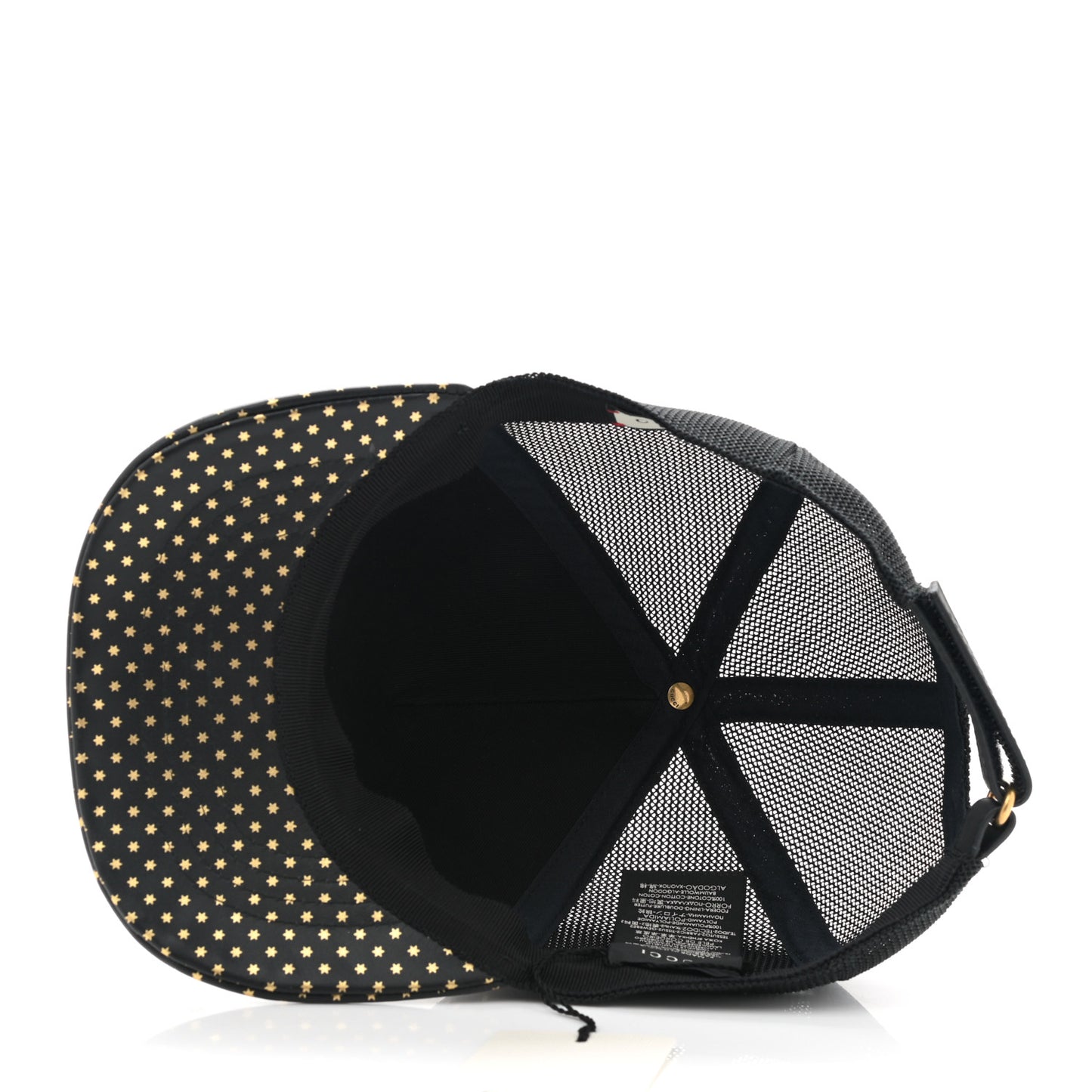 X SEGA Calfskin GUCCY Stars Baseball Hat M Black Gold