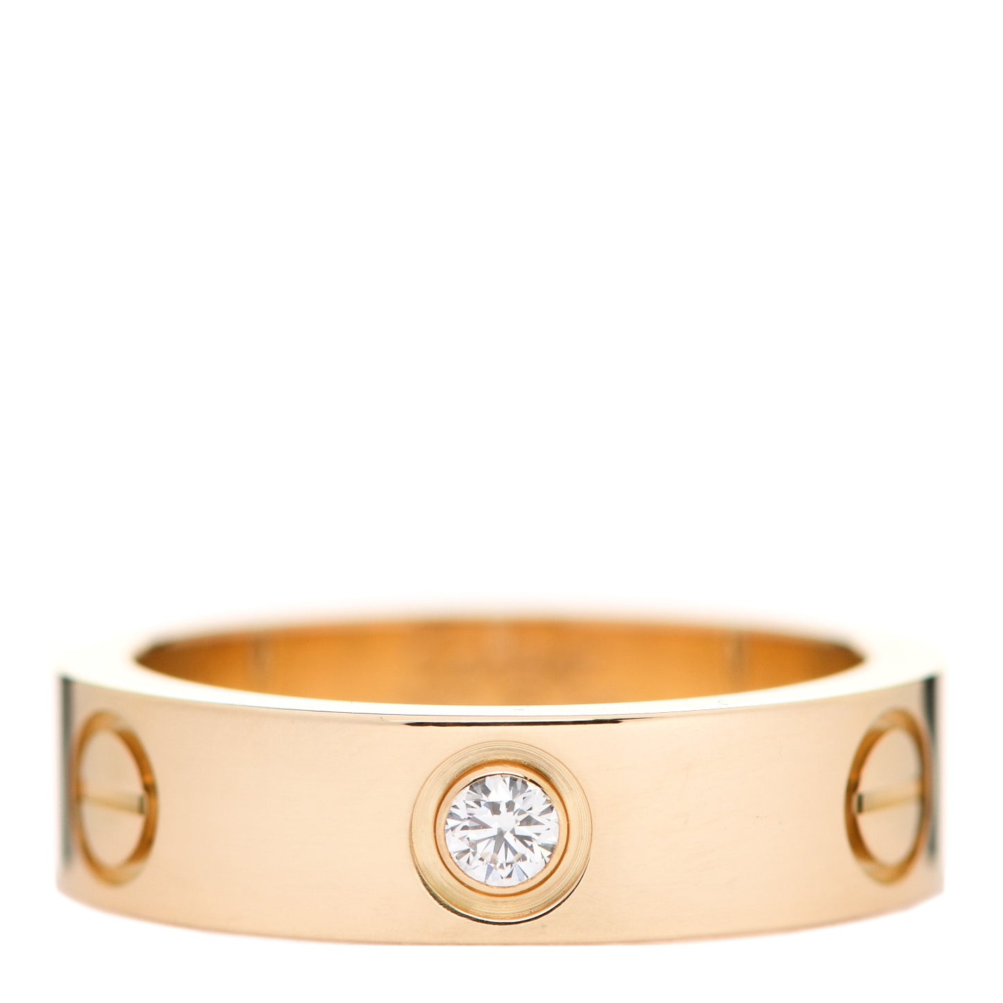 18K Yellow Gold 3 Diamond 5.5mm LOVE Ring 55 7.25