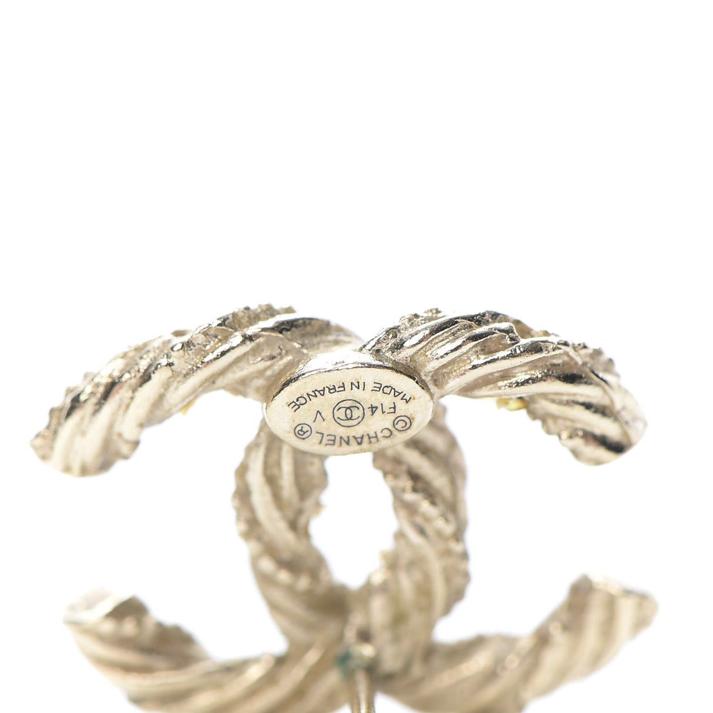 Crystal Twisted CC Earrings Gold