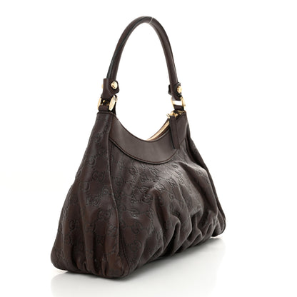 Gucci Guccissima Small D Gold Ring Shoulder Bag Chocolate Brown 2 of 14