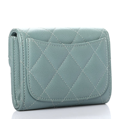 Chanel Iridescent Caviar Quilted Flap Card Holder Wallet Light Blue 3 of 7