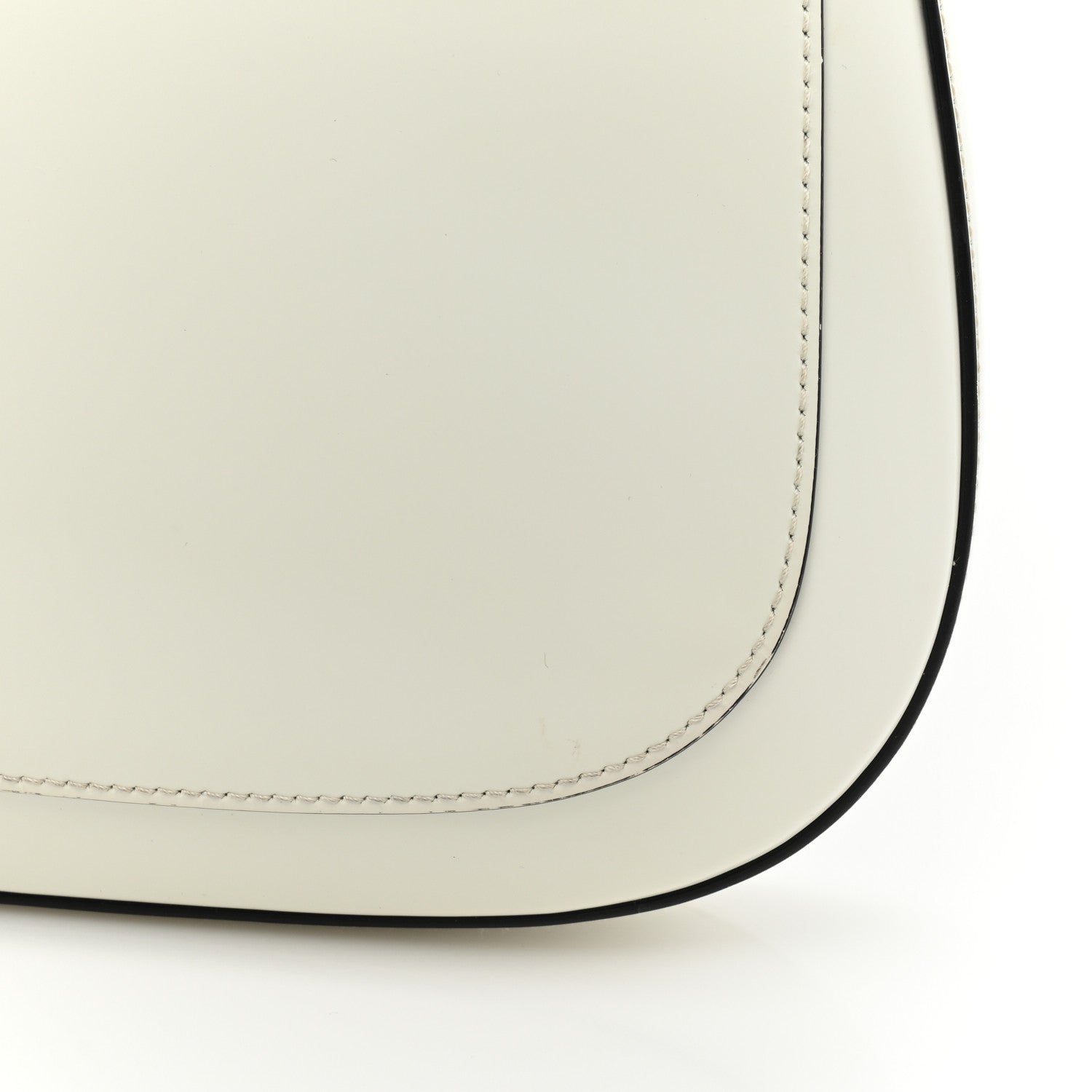 Prada Spazzolato Cleo Flap Adjustable Strap Shoulder Bag White Black 11 of 16