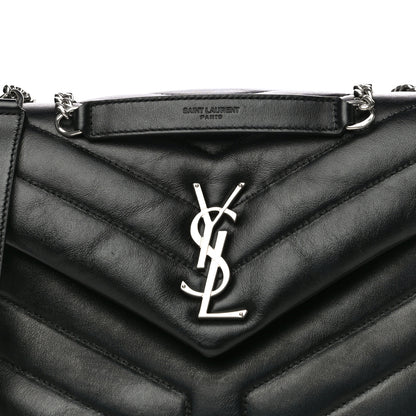 Saint Laurent Calfskin Y Quilted Monogram Small Loulou Chain Satchel Black 8 of 13