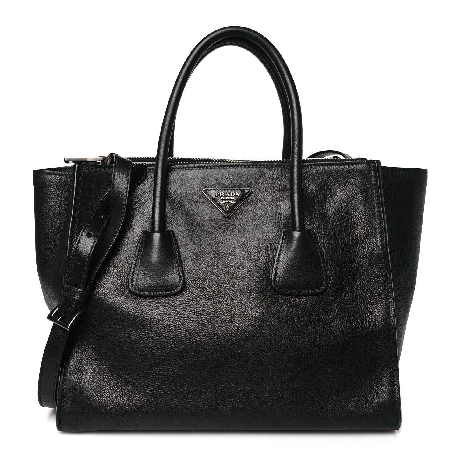 Prada Glace Calf Twin Pocket Tote Black 1 of 9
