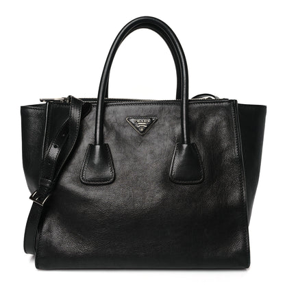 Prada Glace Calf Twin Pocket Tote Black 1 of 9