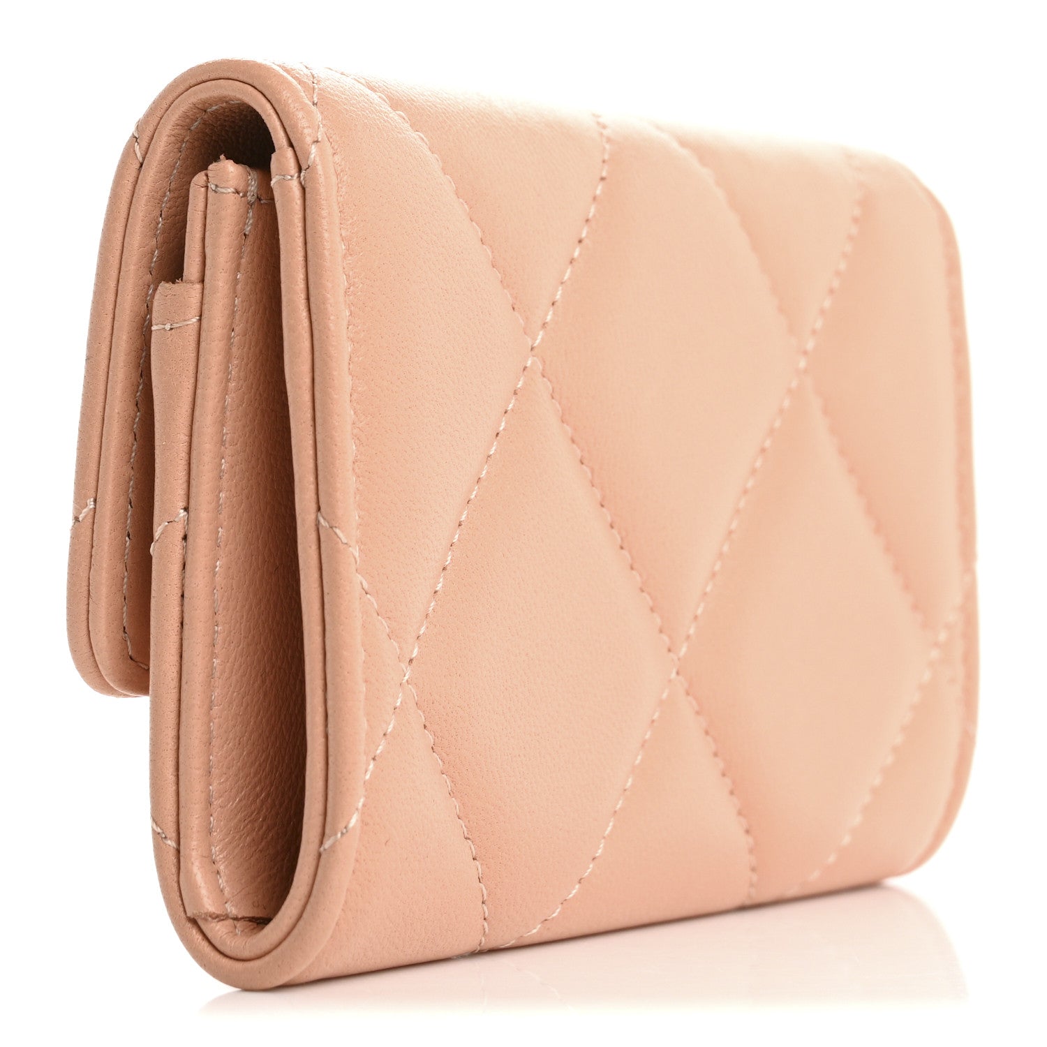 Chanel Lambskin Quilted Chanel 19 Flap Card Holder Beige 3 of 12