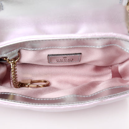 Gucci Iridescent Nappa Chevron Matelasse Super Mini GG Marmont Shoulder Bag Iridescent Escape Pink 5 of 11