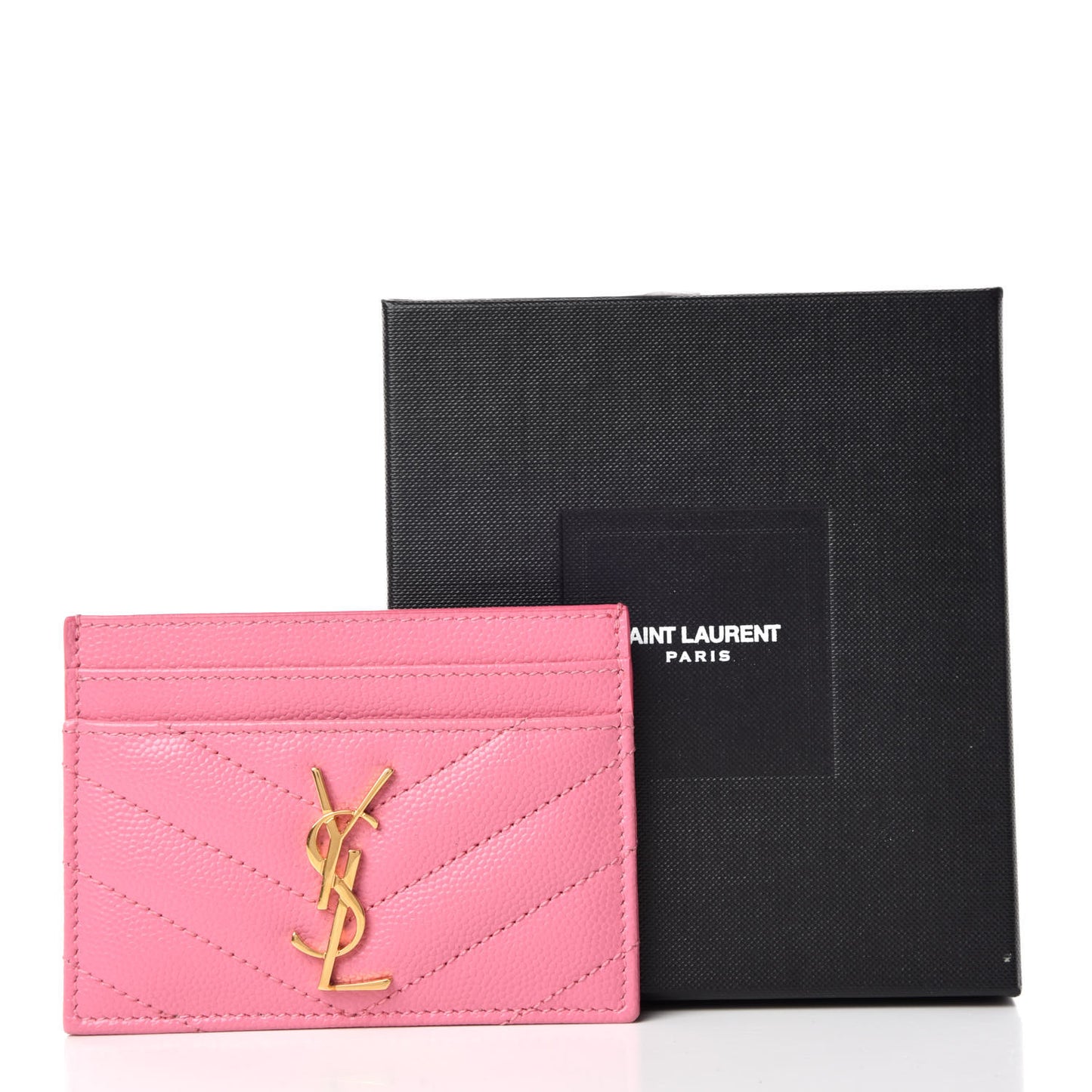 Grain De Poudre Matelasse Chevron Monogram Credit Card Case Indian Pink