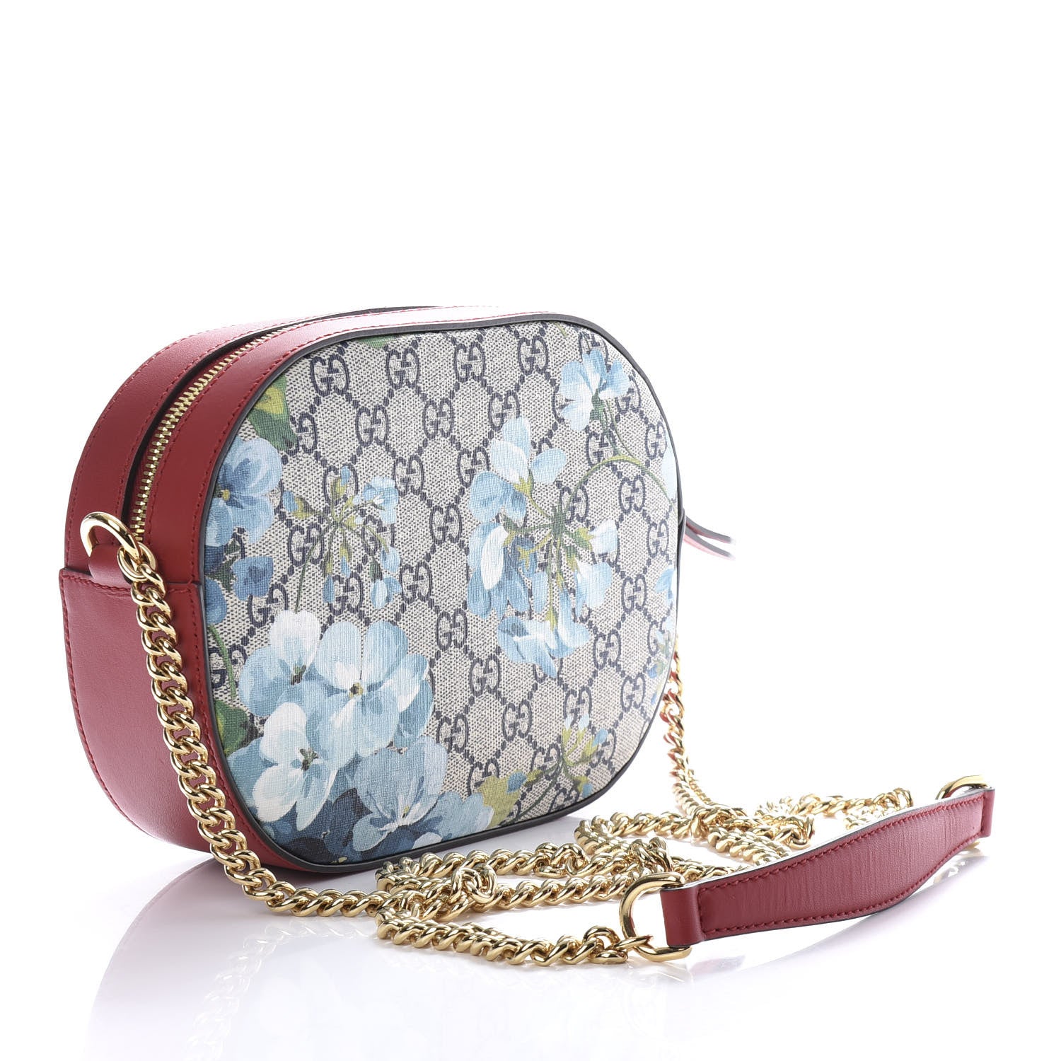 Gucci GG Supreme Monogram Blooms Mini Chain Shoulder Bag Beige Blue Navy Hibiscus Red 3 of 10