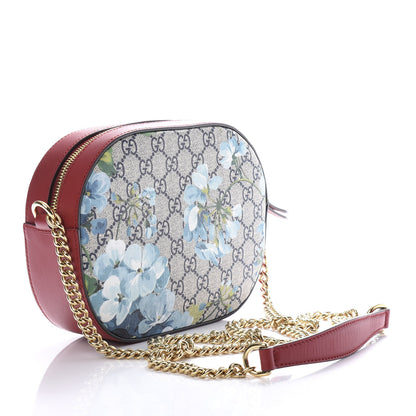 Gucci GG Supreme Monogram Blooms Mini Chain Shoulder Bag Beige Blue Navy Hibiscus Red 3 of 10