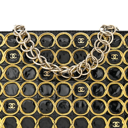 Chanel Patent Embroidered Clutch With Chain Black Gold 8 of 14