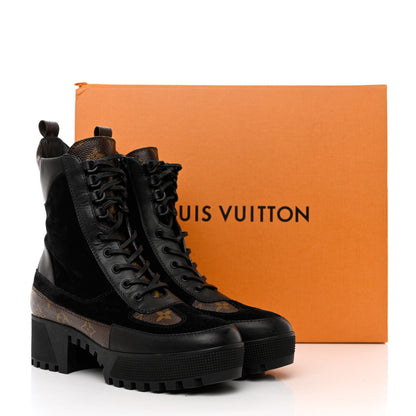 Louis Vuitton Suede Calfskin Monogram Laureate Platform Desert Boots 39.5 Black 11 of 11