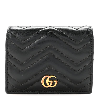 Gucci Calfskin Matelasse GG Marmont Card Case Wallet Black 1 of 7