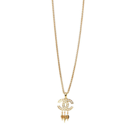 Chanel Fretwork CC Spindles Long Necklace Gold 1 of 6