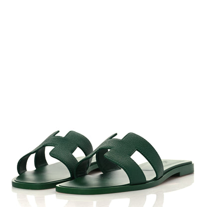 Hermes Epsom Oran Sandals 37.5 Vert Cactus 3 of 9