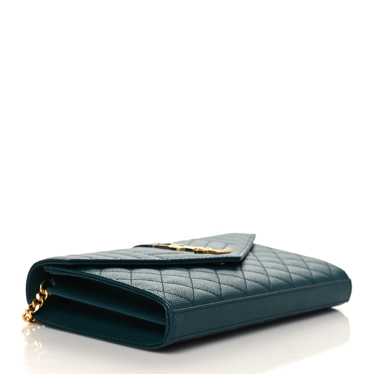 Grain De Poudre Mixed Matelasse Triquilt Monogram Chain Wallet Sea Turquoise