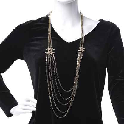 Chanel Crystal CC Multi Strand Chain Necklace Gold 2 of 6
