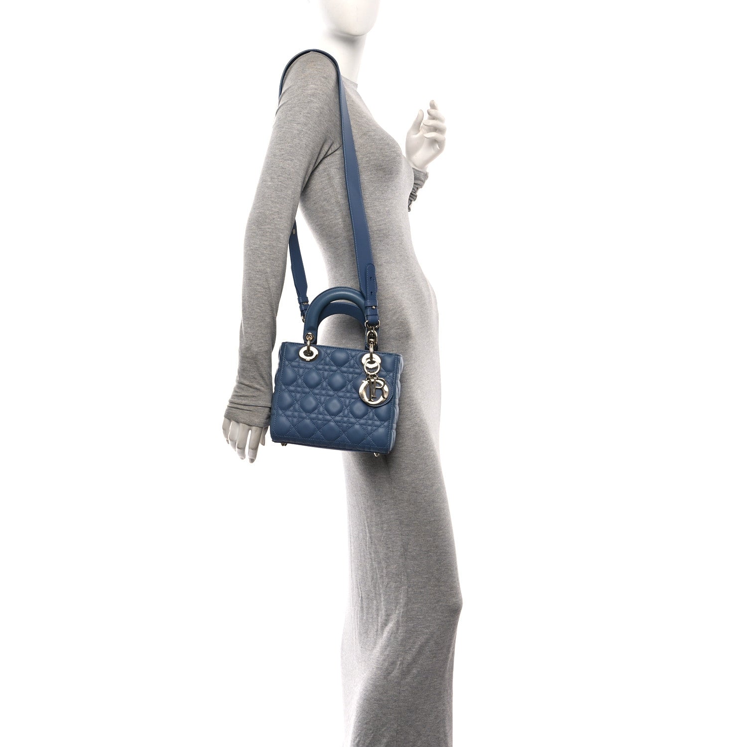 Christian Dior Lambskin Cannage Small My ABCDior Lady Dior Denim Blue 2 of 10