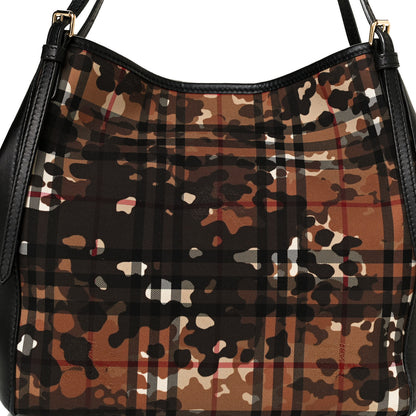 Burberry Nylon Calfskin Camouflage Check Small Canterbury Tote Black 9 of 11