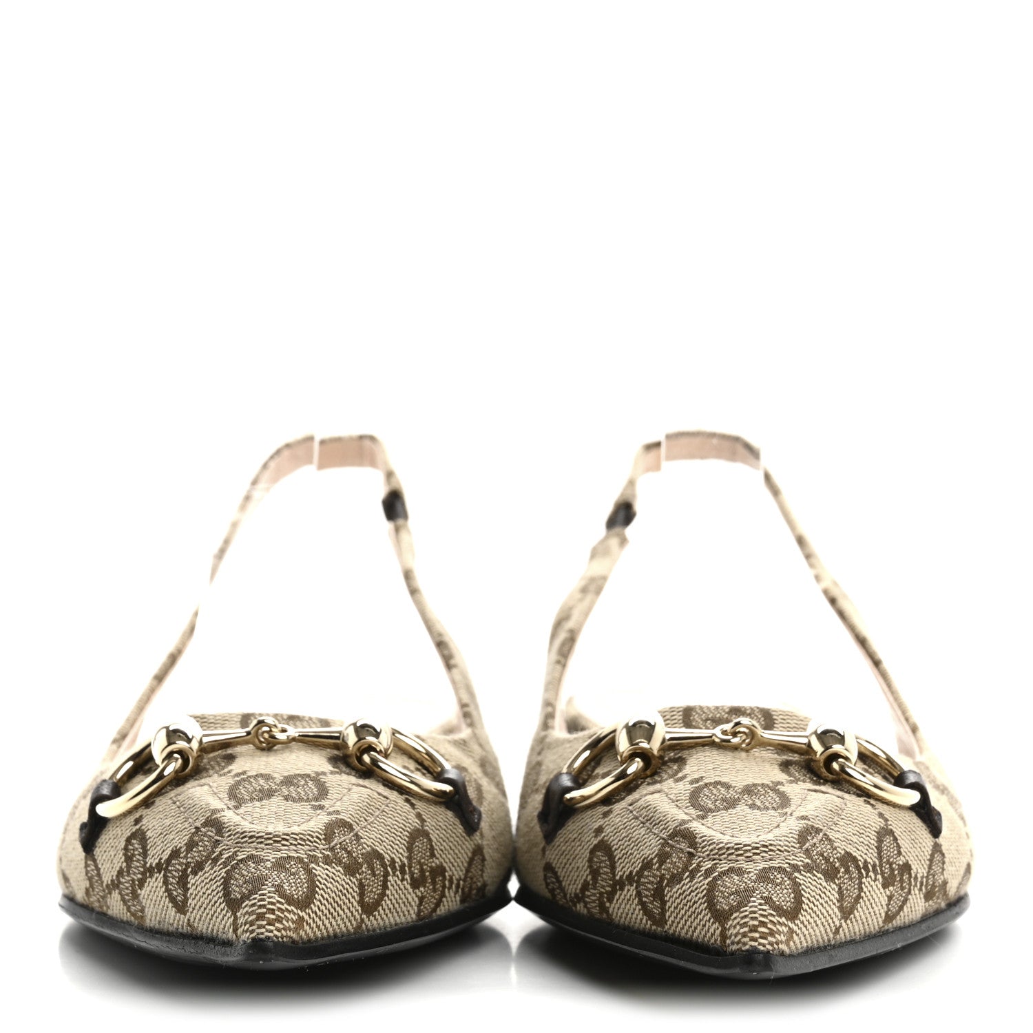 Gucci Monogram Horsebit Womens Slingback Ballet Flat 36.5 Beige Ebony Cocoa 3 of 14