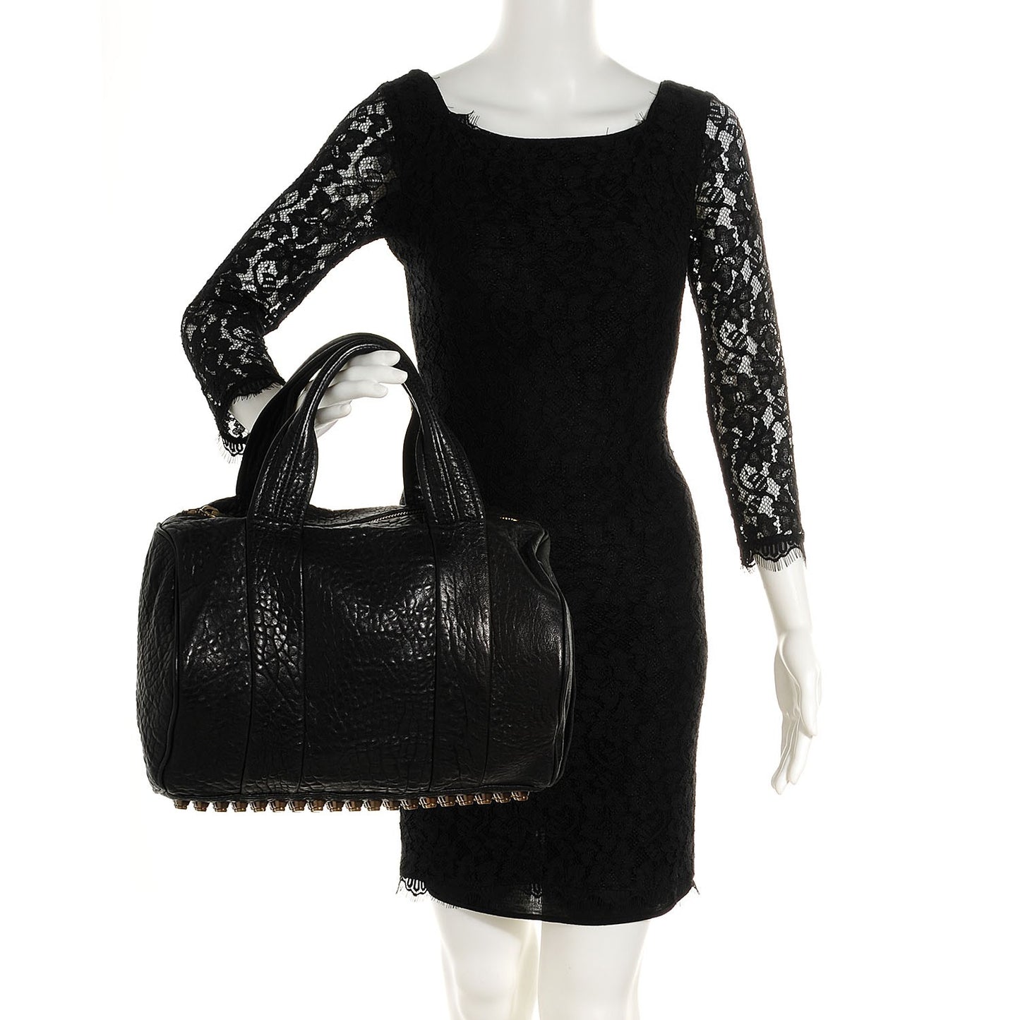 Pebbled Lambskin Rocco Black Antique Brass Hardware