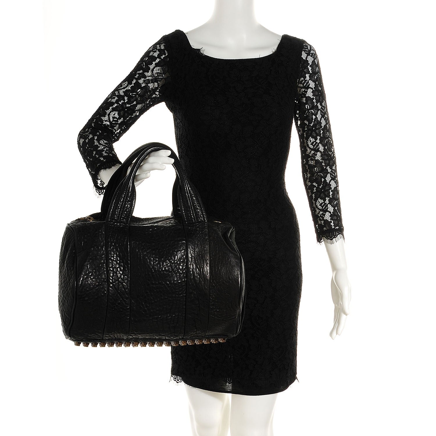 Alexander Wang Pebbled Lambskin Rocco Black Antique Brass Hardware 2 of 6