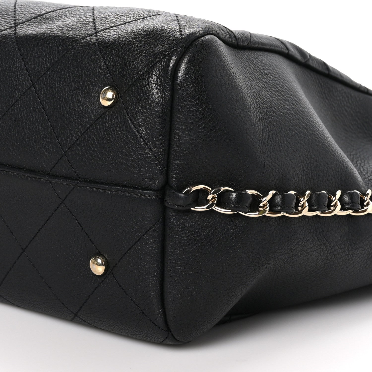 Chanel Bullskin Stitched Large Shopping Bag Black 10 of 10