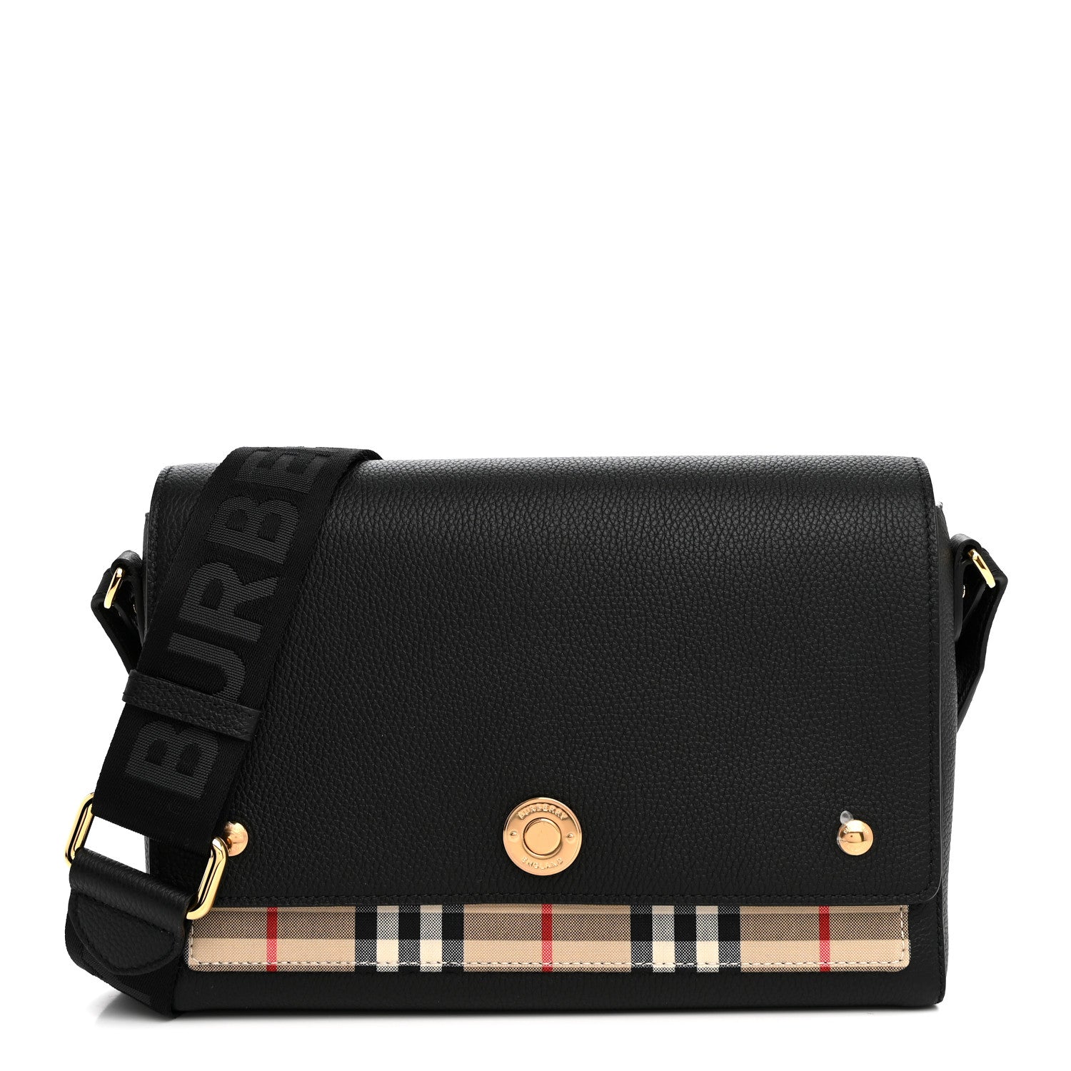 Burberry Grainy Calfskin Vintage Check Note Crossbody Bag Black 1 of 10