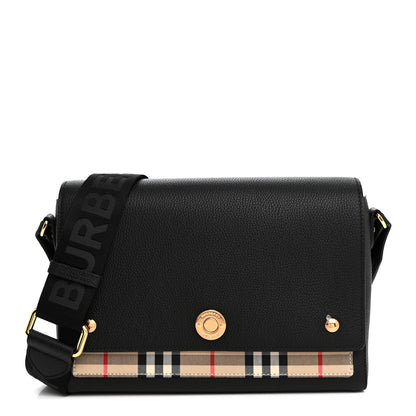Burberry Grainy Calfskin Vintage Check Note Crossbody Bag Black 1 of 10
