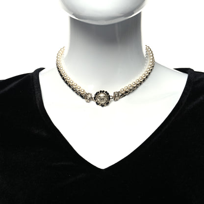Chanel Pearl Crystal Lambskin CC Choker Gold Black 2 of 5