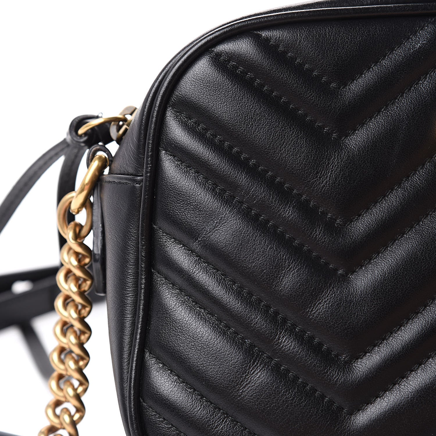 Gucci Calfskin Matelasse Small GG Marmont Chain Shoulder Bag Black 11 of 13
