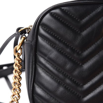 Gucci Calfskin Matelasse Small GG Marmont Chain Shoulder Bag Black 11 of 13