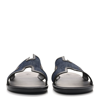 Hermes Denim Calfskin Mens Izmir Sandals 42 Bleu Brut 2 of 7