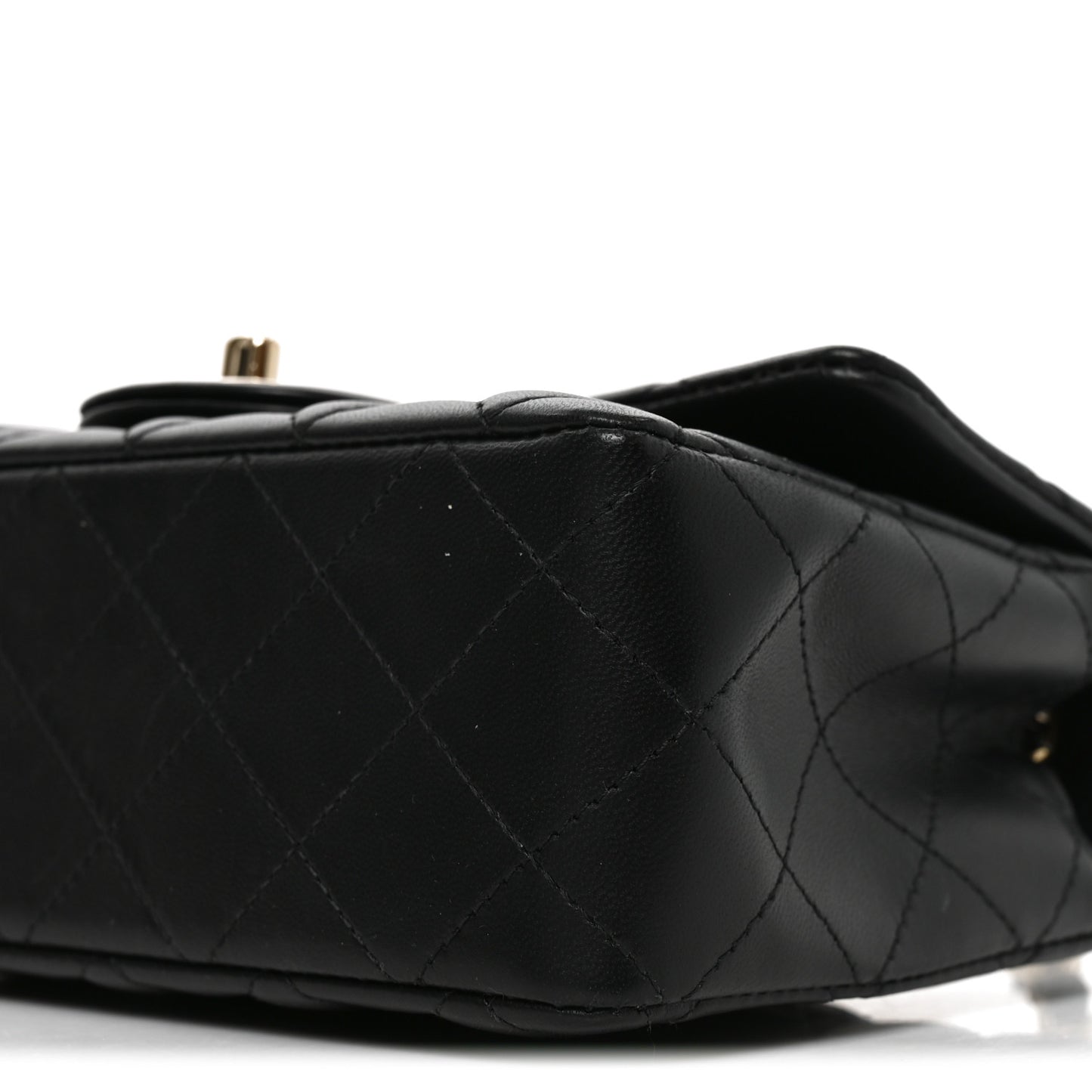 Lambskin Quilted Mini Rectangular Flap Black