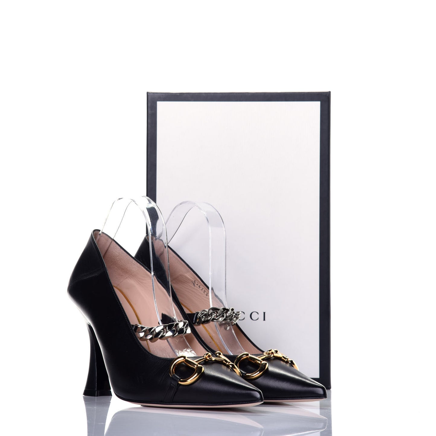 Malaga Kid Deva Horsebit Chain Embellished Pumps 41 Black