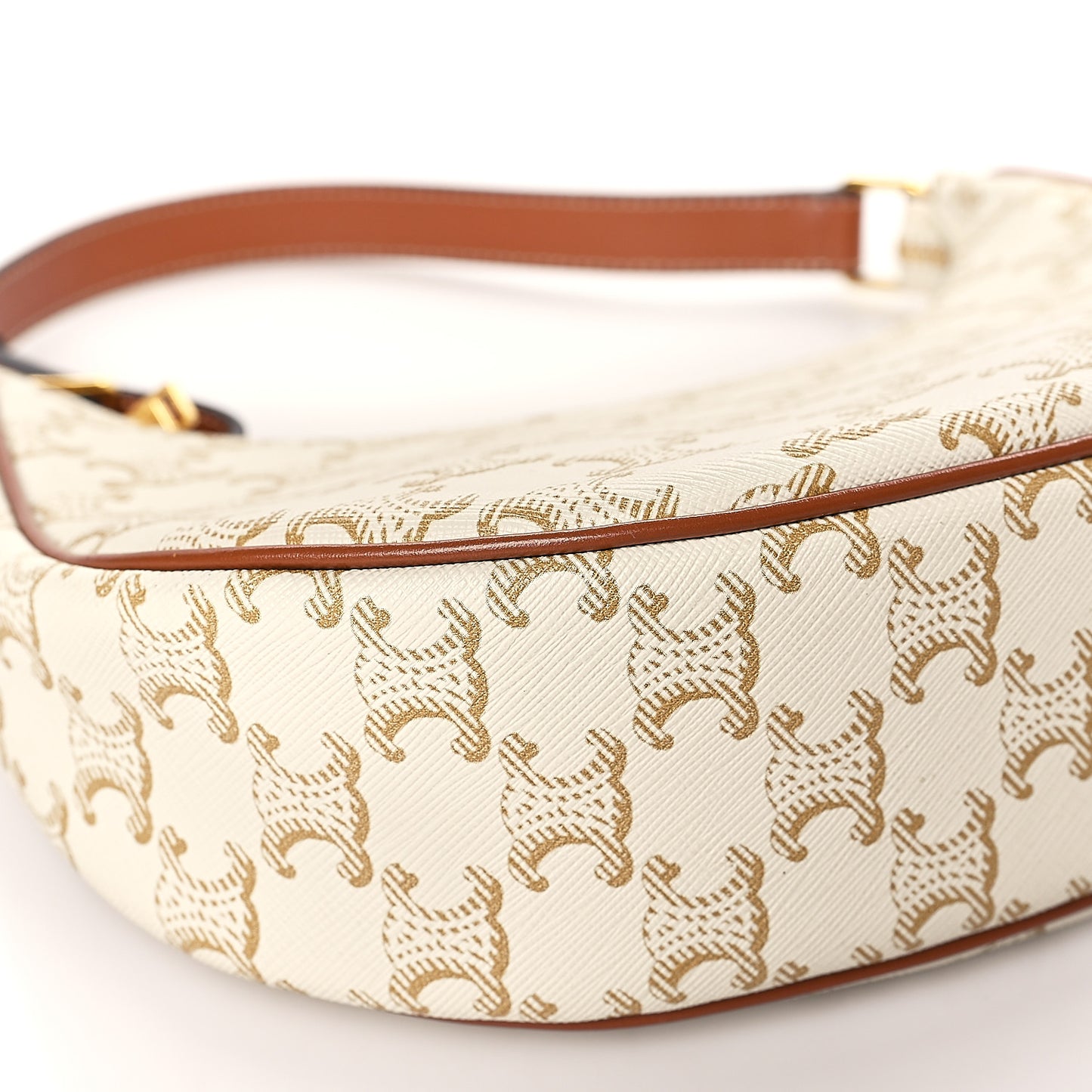 Canvas Calfskin Ava Triomphe Shoulder Bag White