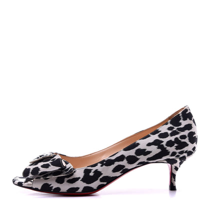 Christian Louboutin Tissu Leopardino Bow 45 Pumps 37.5 Black White 1 of 11