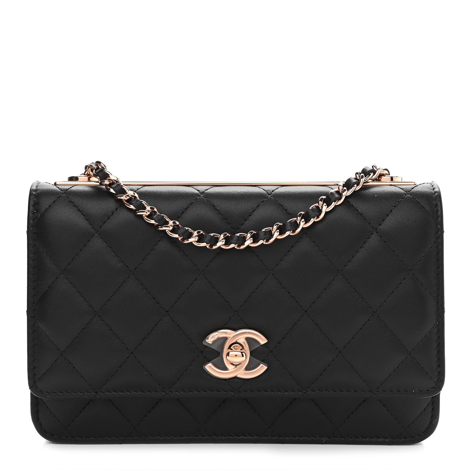 Chanel Lambskin Quilted Trendy CC Wallet On Chain WOC Black 1 of 12