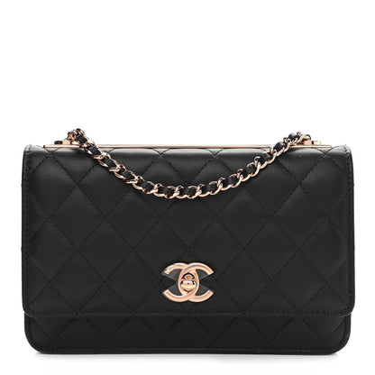 Chanel Lambskin Quilted Trendy CC Wallet On Chain WOC Black 1 of 12