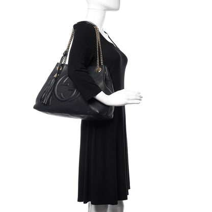 Gucci Pebbled Calfskin Medium Soho Chain Shoulder Bag Black 2 of 10